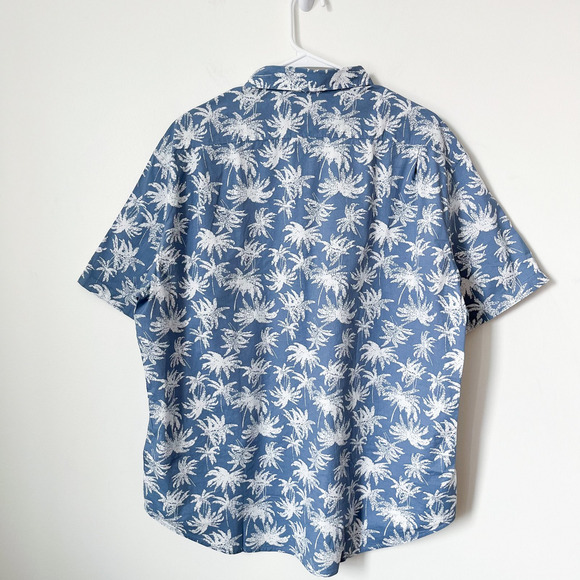 NWT Jachs NY Stretch Short Sleeve Shirt Blue Palm Tree Print Mens XL Tropical - Picture 4 of 9